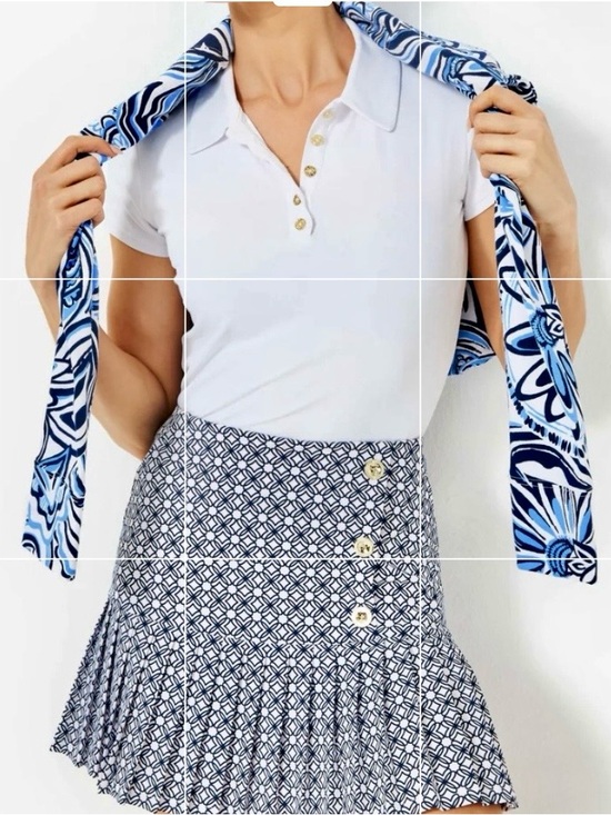 Lilly Pulitzer Pants - Lilly Pulitzer White Polo & Navy/Blue Patterned Skort Set